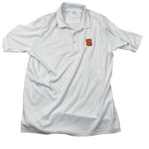 Antigua Men's White Polo Shirt With Orange Syracuse University Logo Size Large